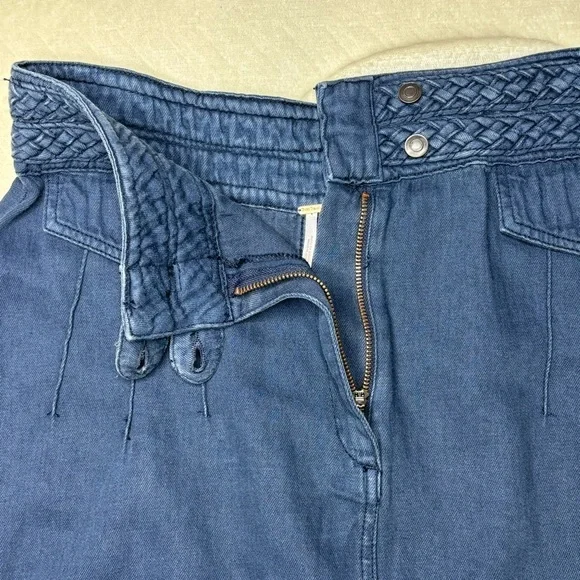 Free People High Waist Denim Braided Baby Mini Skirt - Picture 7 of 15